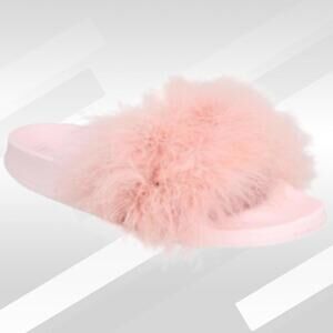 2/$20 INC International Concepts Faux Marabou Pink Slides Size XL (11/12)